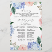 Programme de mariage aux hortensias rose pastel et (Dos)