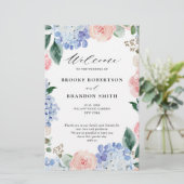 Programme de mariage aux hortensias rose pastel et (Debout devant)