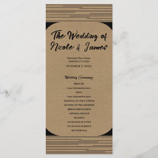 Programme de mariage aux lignes modernes minimales (Devant)