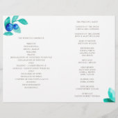 Programme de mariage aux myrtilles. Aquarelle bleu (Dos)