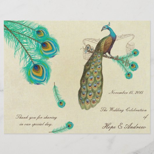 Programme de mariage aux plumes de paon 2 (Devant)
