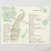 Programme de mariage aux plumes de paon sur damas (Dos)