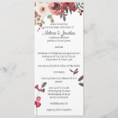 Programme de mariage aux roses florales rouge blus (Devant)