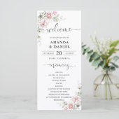 Programme de mariage aux roses roses blush (Debout devant)