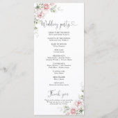 Programme de mariage aux roses roses blush (Dos)