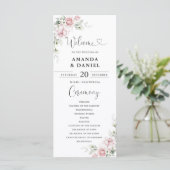Programme de mariage aux roses roses blush (Debout devant)