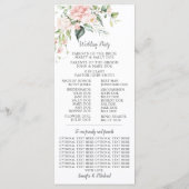 Programme de mariage aux roses roses eucalyptus et (Dos)