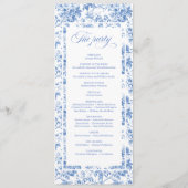 Programme de mariage aux roses Toile de Jouy bleue (Dos)