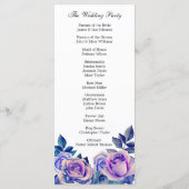 Programme de mariage aux roses violettes. Cérémoni (Dos)