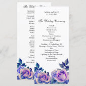Programme de mariage aux roses violettes. Cérémoni (Devant / Derrière)