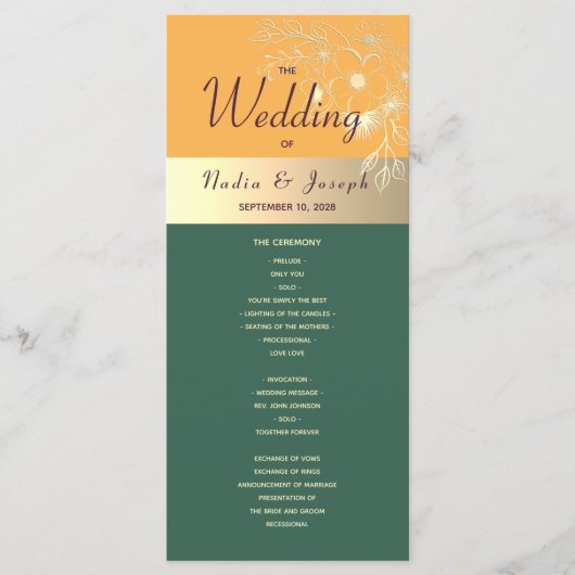 Programme de mariage aux tons de joaillerie (Devant)