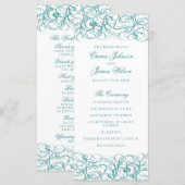 Programme de mariage aux tourbillons bleus / turqu (Devant / Derrière)