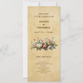 Programme de mariage avec arrangement floral vinta (Devant)