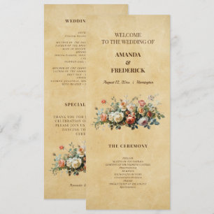 Programme de mariage avec arrangement floral vinta