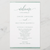 Programme de mariage avec cadre aquarelle vert pâl (Devant)