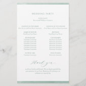 Programme de mariage avec cadre aquarelle vert pâl (Dos)