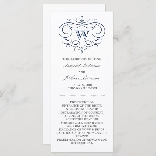 Programme de mariage avec cadre de défilement (Devant / Derrière)