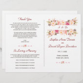 Programme de mariage avec des fleurs rousses roses (Devant / Derrière)