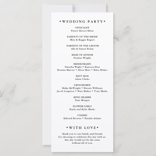 Programme de mariage avec feuillage d'eucalyptus r (Dos)