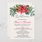 Programme de mariage avec feuillage et poinsettia (Devant / Derrière)
