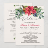 Programme de mariage avec feuillage vert Poinsetti (Devant / Derrière)