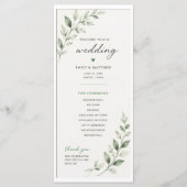 Programme de mariage avec feuilles (Devant)