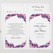 Programme de mariage avec fleurs. Cérémonie d'égli (Devant / Derrière)