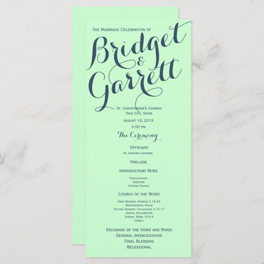 Programme de mariage avec la Monnaie Bleue Concept (Devant / Derrière)