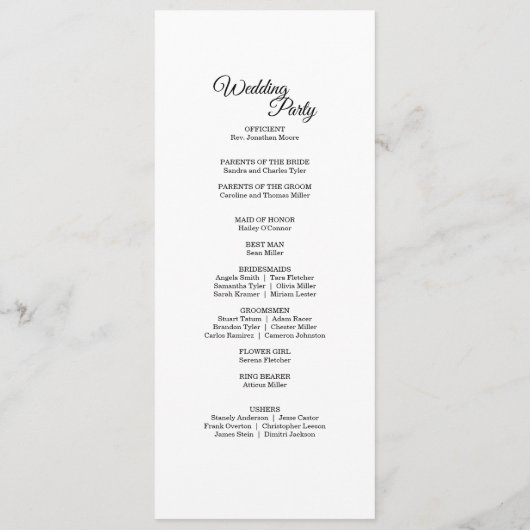 Programme de mariage avec l'aquarelle turquoise (Dos)