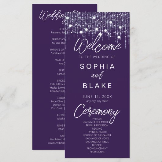 Programme de mariage avec lumière à pendaison viol (Devant / Derrière)