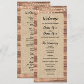 Programme de mariage avec lumières en bois Burlap  (Devant / Derrière)