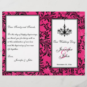 Programme de mariage avec lustre blanc rose
