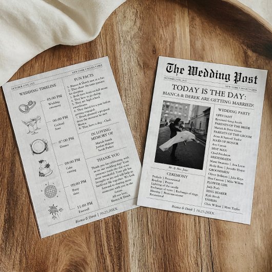 Programme de Mariage avec Photographie de Journal 