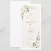 Programme de mariage avec roses blanches (Devant / Derrière)
