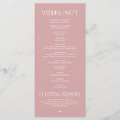 Programme de mariage avec typographie élégante ros (Dos)