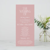Programme de mariage avec typographie élégante ros (Debout devant)