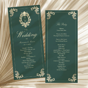 Programme de mariage baroque vert émeraude