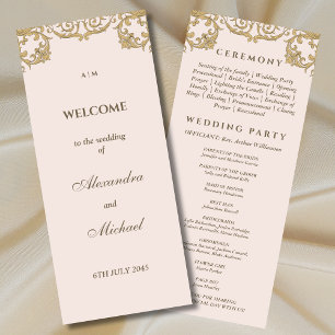 Programme de mariage baroque Vintage rose beige