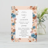 Programme de mariage beige et bleu-Dusty - Beige F (Debout devant)