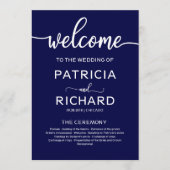 Programme de mariage bienvenue calligraphie bleu m (Devant)
