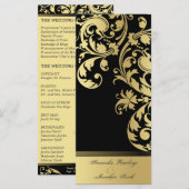 Programme de mariage - Black & Gold Shimmer Floral (Devant / Derrière)