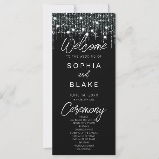 Programme de mariage Black & White Hanging Lights (Devant)