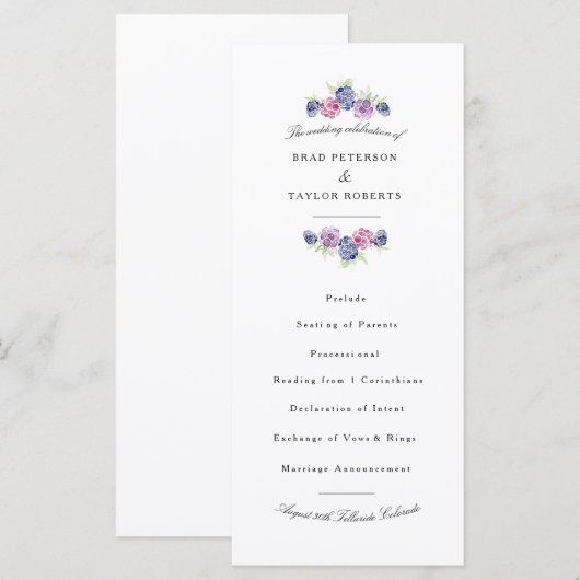 Programme de mariage Blackberry Watercolor (Devant / Derrière)