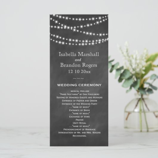Programme de mariage Blackboard Twinkle Lights (Debout devant)