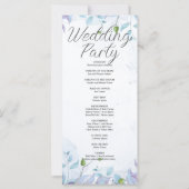 Programme de mariage blanc aux feuilles bleues et (Dos)