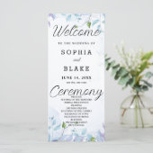 Programme de mariage blanc aux feuilles bleues et (Debout devant)