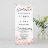Programme de mariage blanc aux feuilles roses et v (Debout devant)