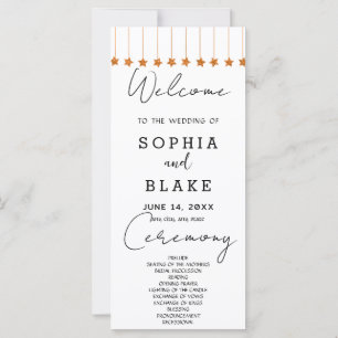 Programme de mariage blanc avec étoiles suspendues