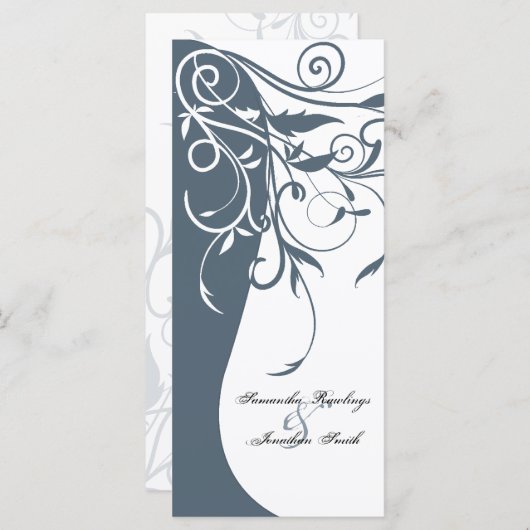 Programme de mariage - Blanc Bleu Contraste Floral (Devant / Derrière)