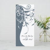 Programme de mariage - Blanc Bleu Contraste Floral (Debout devant)